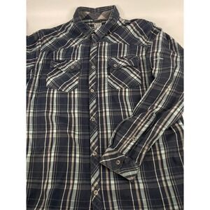 Columbia Plaid Dual Fabric Plaid Omni-Dry Snap-Up Shirt-XL Tiny Flaw